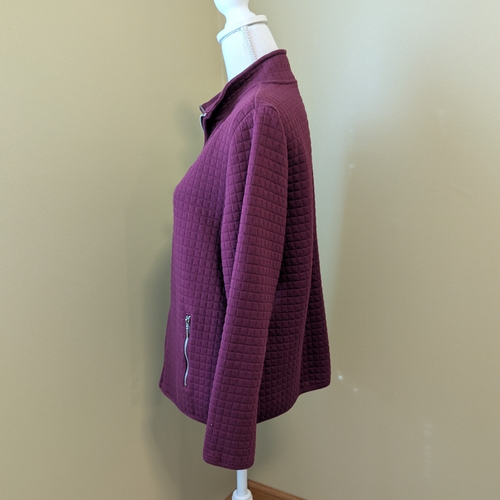Karen Scott Sport Burgundy Zippered Jacket - Picture 7 of 8